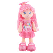 CR-D01202318-35 Мягкая игрушка  Кукла Лера с Розовыми Волосами в Платье, 35 см