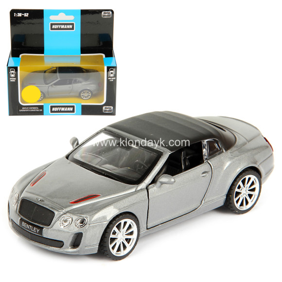 58011 Машина металлическая 1:43 Bentley Continental Supersports Convertible ISR. Дв.Откр., цв.сер., инерц. в/к 15*7*13