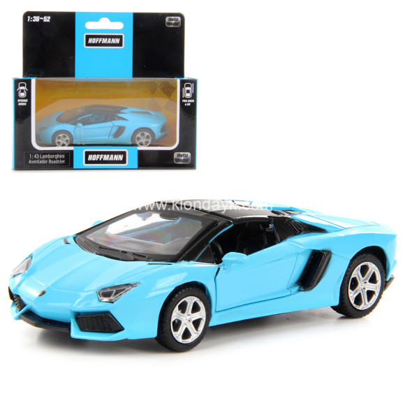 58025 Машина металлическая 1:43 Lamborghini Aventador LP700-4 Roadster. Дв.Откр., цв.син., инерц. в/к 14*7*15