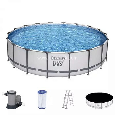 56462 BW Каркасный бассейн Steel Pro Max 549х122см, 23062л, фил.-насос 5678л/ч, лестница, тент, уп.1