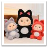 2487-Q Тряпичная кукла в костюме кролика 22см