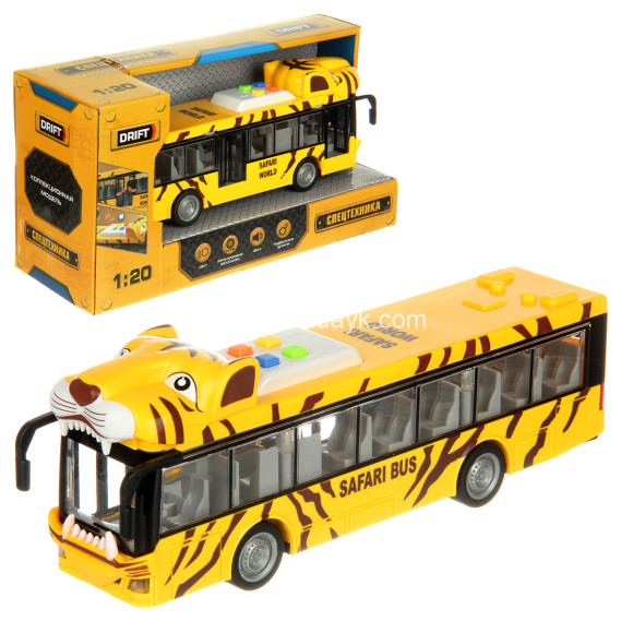130982 Автобус "Сафари" 1:20, фрикция, со св. и зв., белый в/к 32*11*17 130982 Автобус "Сафари" 1:20, фрикция, со св. и зв., белый в/к 32*11*17