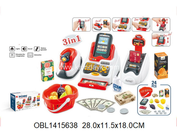 668-119/1 касса на батарейках 3 в 1 и продуктами (151754) в/к 28*11,5*18