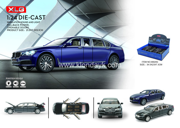 M929G/3 Машина металл BMW 7, звук, свет, 4шт в дисплее,масштаб 1:24 M929G/3 Машина металл BMW 7, звук, свет, 4шт в дисплее,масштаб 1:24